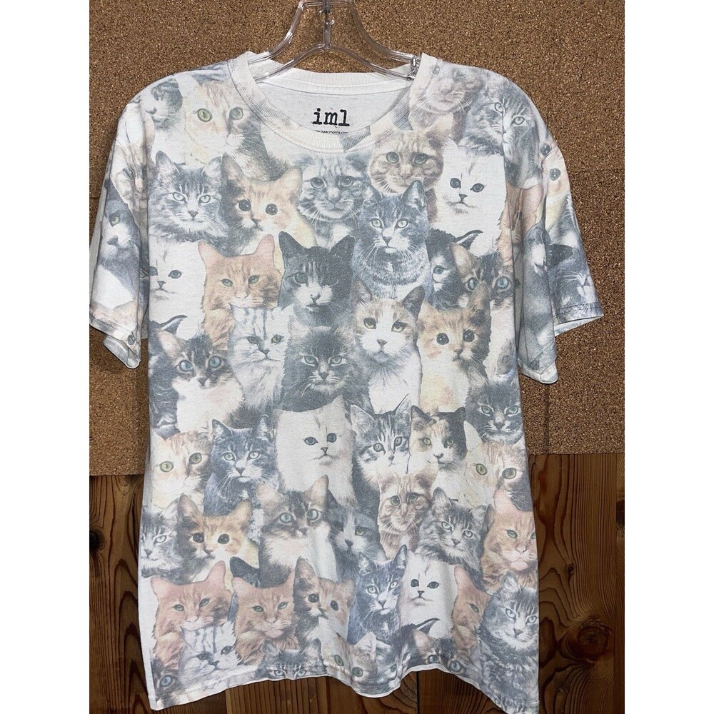 Isaac Morris IML Shirt Womens Medium Cat Graphic Print T-Shirt Pullover Kitten